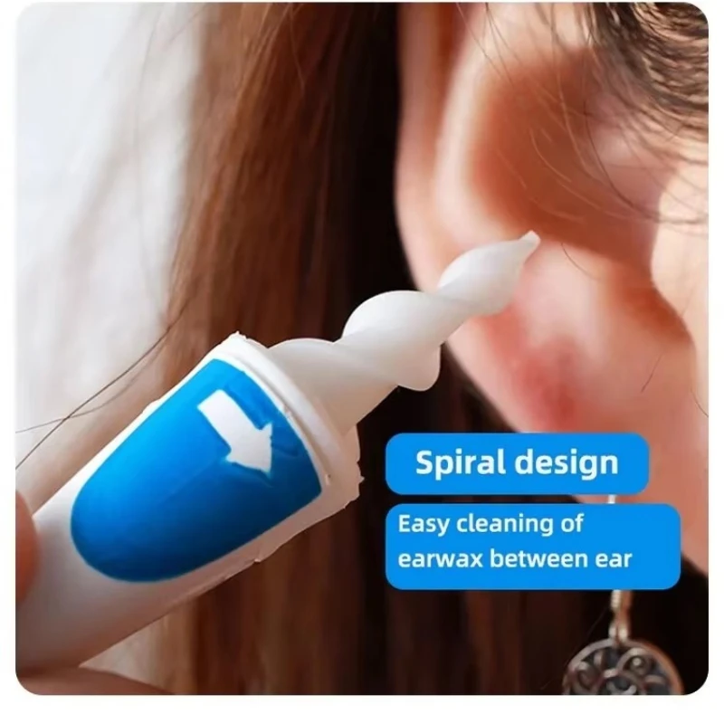 Blue silicone soft spiral ear wax remover tool washable and reusable tips simply to grab extract earwax-Soft 16 Replacement Tips