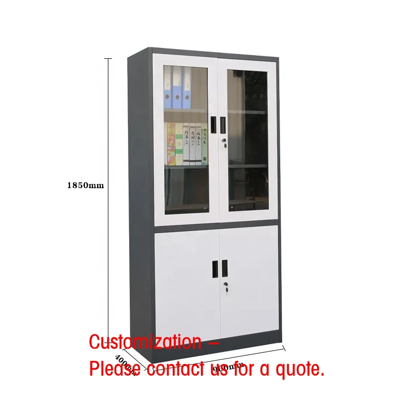 custom.JF-C11 Factory Direct Sale Cupboard Design 4 Metal Glass Door File Cabinet Office Storage Steel File Side Cabinet
