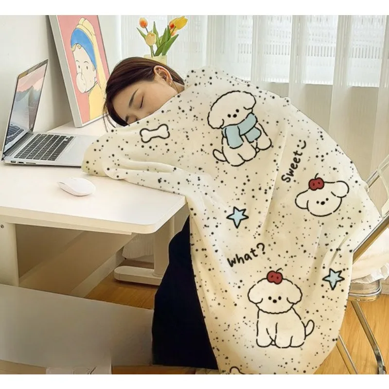 Cute Cartoon Pet Print Flannel Throw Blanket Soft Lightweight Multi Purpose Cover Travel All Season Portable Blanket