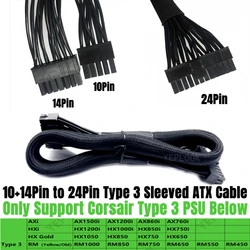 14+10Pin to 24Pin ATX Main Motherboard Power Cable for Corsair Type 3 RM1000 RM850 RM750 RM650 RM550 RM450 Yellow Label Modulars