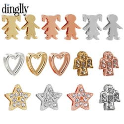 DINGLLY 2Pcs/lot Gold Color Boy & Girls Charm Star And Angel Beaded Fit 10mm Bracelet For Women Diy Accessories