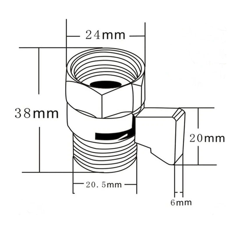 Shower Head Flow Control Valve, Straight-Way Valve 4 Points G1/2 Switch Valve, Switch Shower Stop Valve