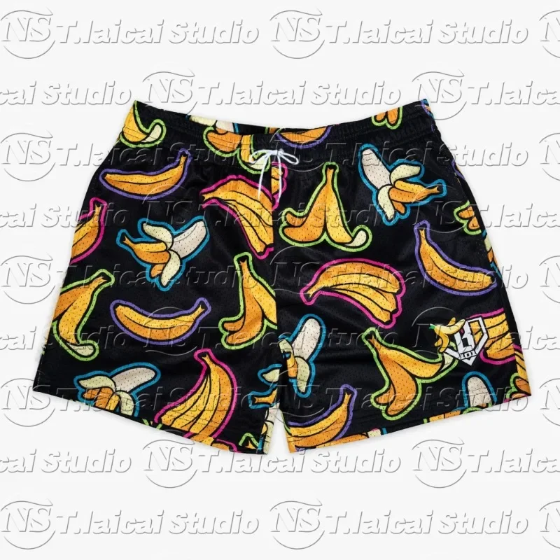 

Лето 2025 г., хит продаж, шорты-бананы, неоновые удобные, впитывающие пот, дышащие, быстросохнущие, приятные для кожи мужские шорты