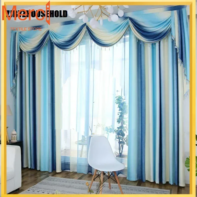 Nordic Simple For Living Dining Room Bedroom Fabric Custom Mediterranean Valance Striped Finished
