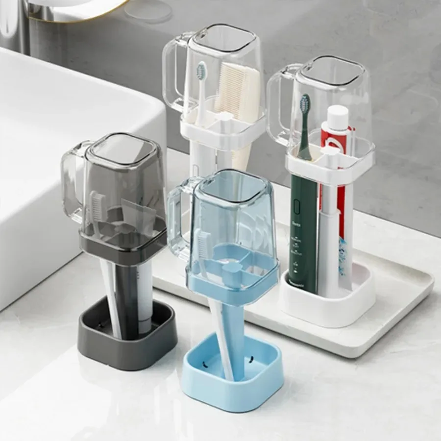 Toothbrush Holder Cup Set – 2-in-1 Mouthwash Cup & Organizer for Students, Couples & Bathroom Use – Compact & Practical - Image 3