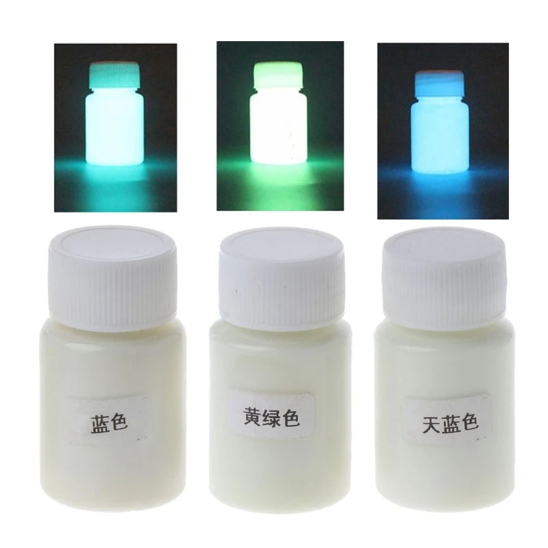 3 Colors Luminous Epoxy Resin Pigment Glow Liquid Colorant Body Art UV Body Paint Set Each 15g