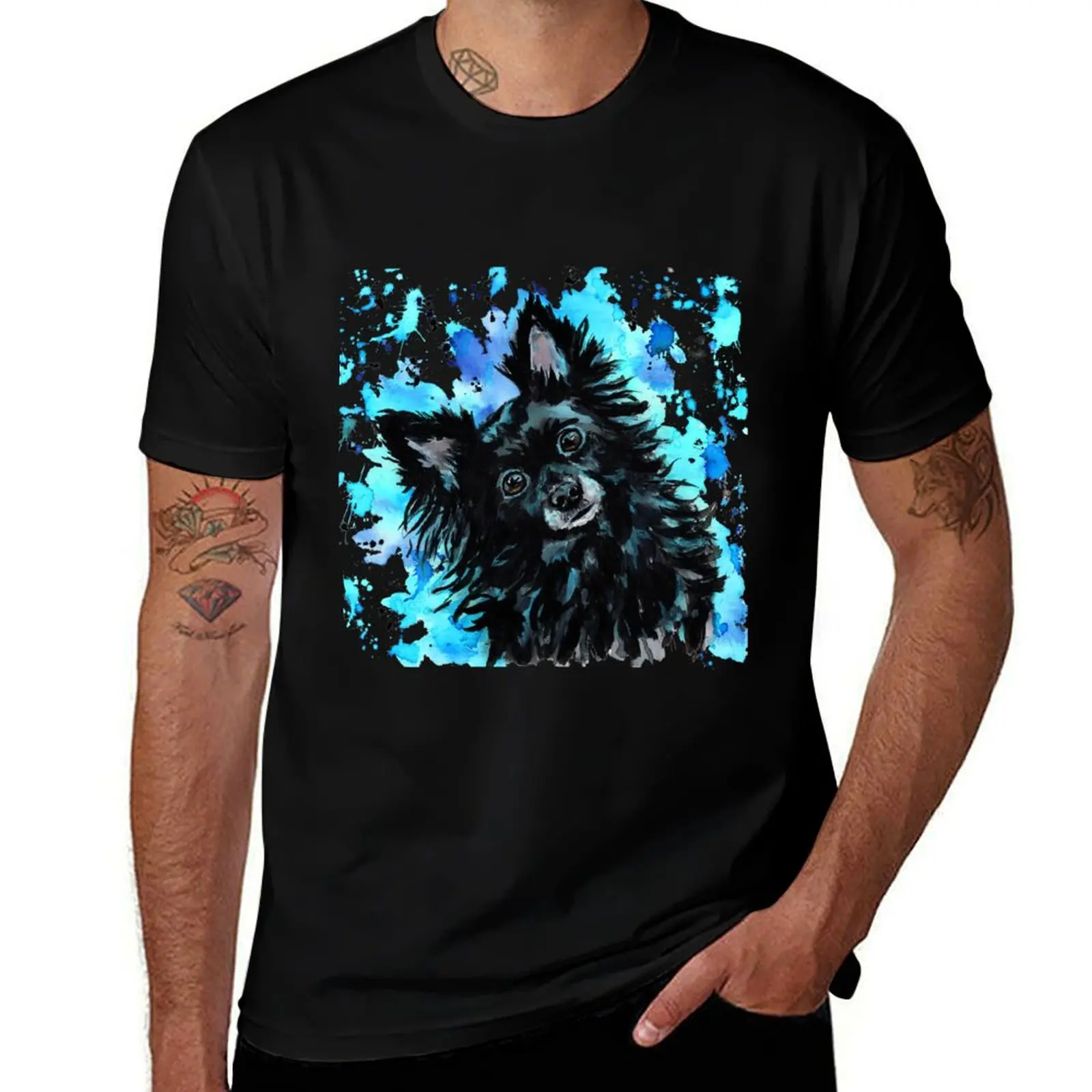 Watercolour Pomeranian x Chihuahua T-Shirt Casual Loose Daily Wear T-Shirt