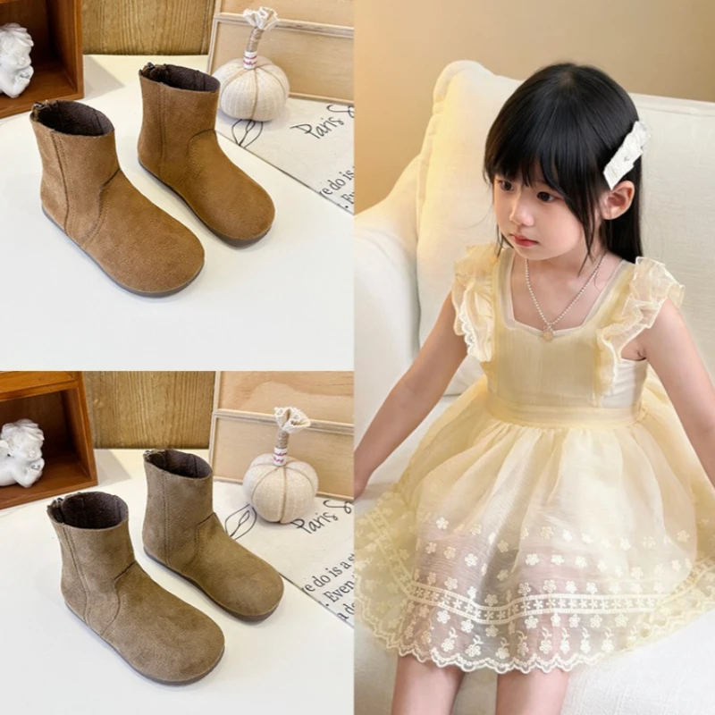 Girls Boots Autumn Winter Method Girls' New Short Boot 2026 Retro Children's Soft Bottom Daily Girls' Versatile Comfortable Boot