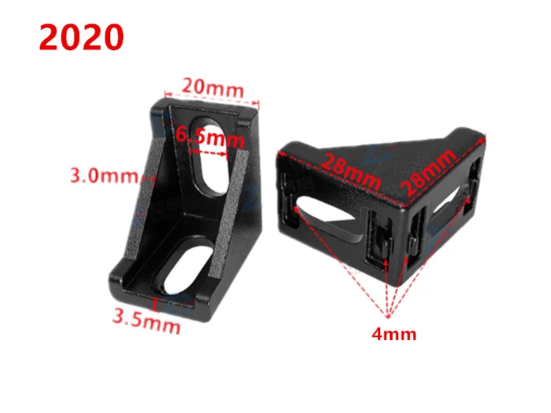 5pcs Black Angle Code Corner Bracket For Aluminum Profiles 2020 3030 4040 Rright-angle 90-degree Frame Fixing Parts Accessories