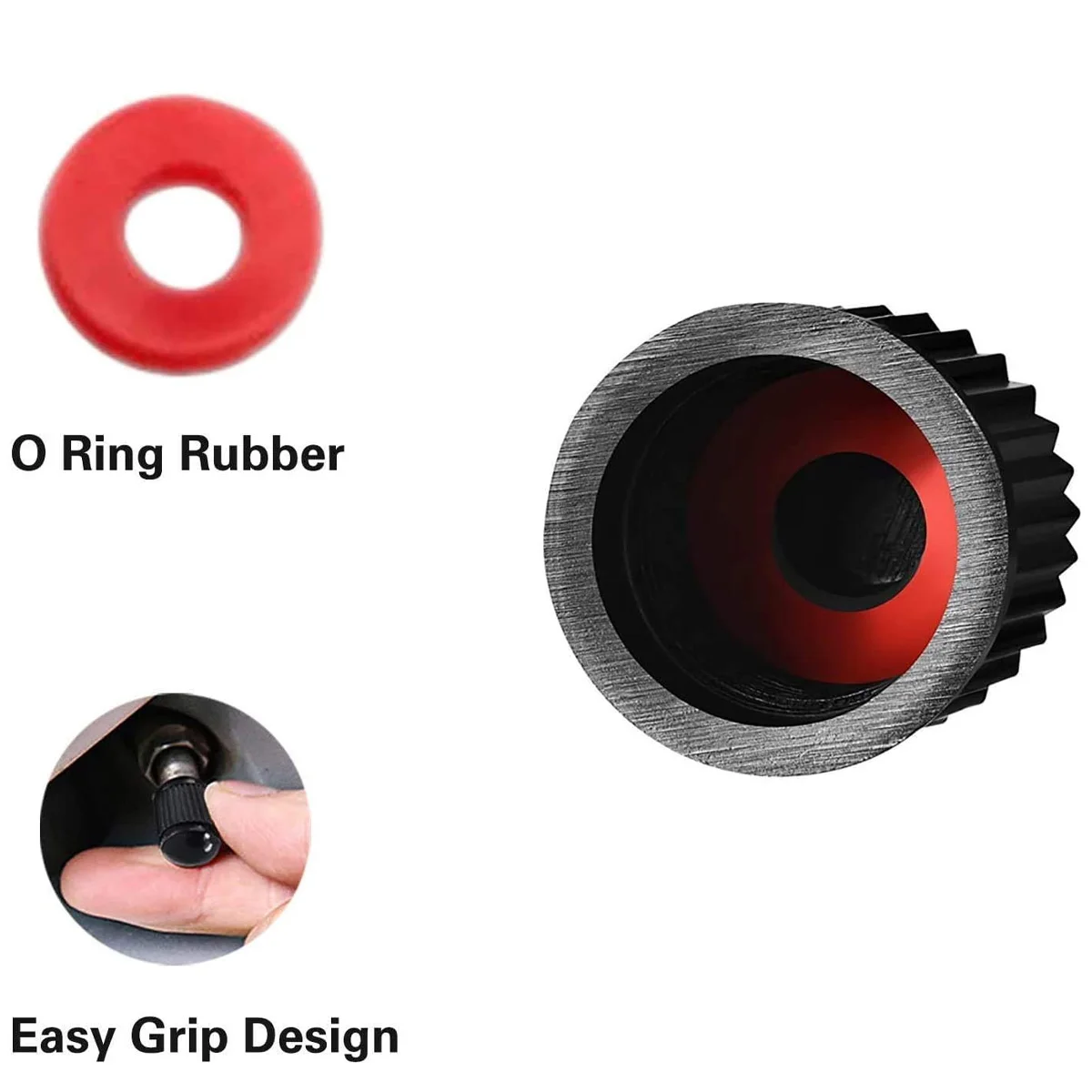 غطاء صمام الإطارات مع O-حلقة سدادة مطاطية غطاء جذع الصمام البلاستيكي ختم الغبار مناسبة للسيارات والدراجات النارية