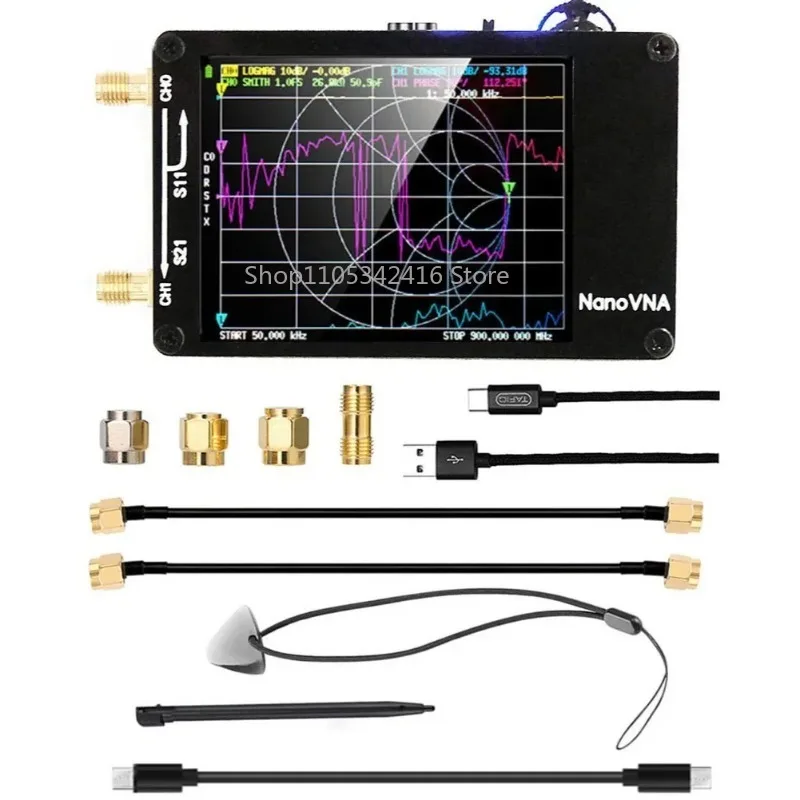 VNA-H Portable RF Vector Network Analyzer 50KHz-1.5GHz MF/HF/VHF/UHF Antenna Analyzer SWR Meter with MicroSD Slot