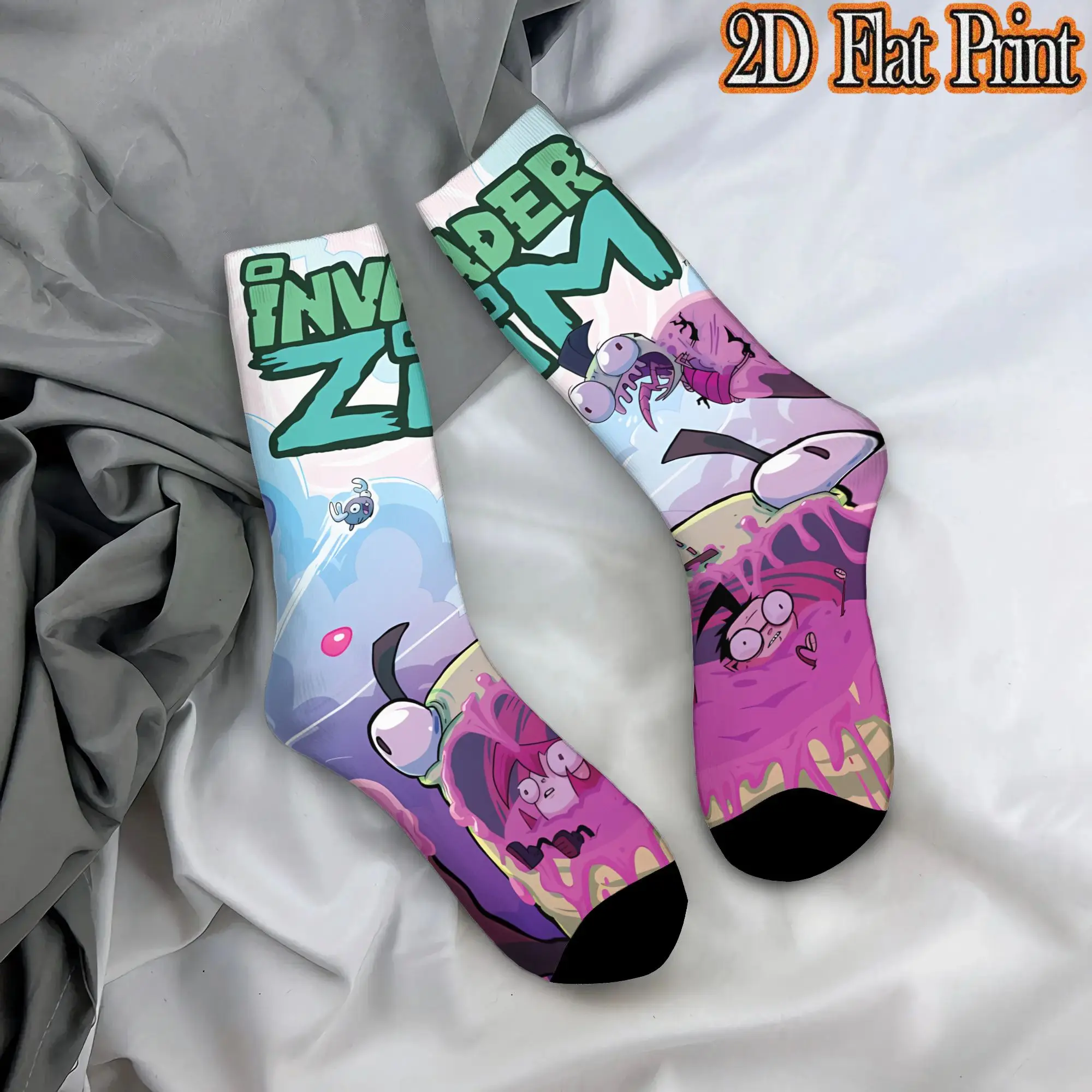 Invader Zim Anime Harajuku Men's  Mid Tube Winter Socks Unisex Breathable Crew Sock Cycling Socks