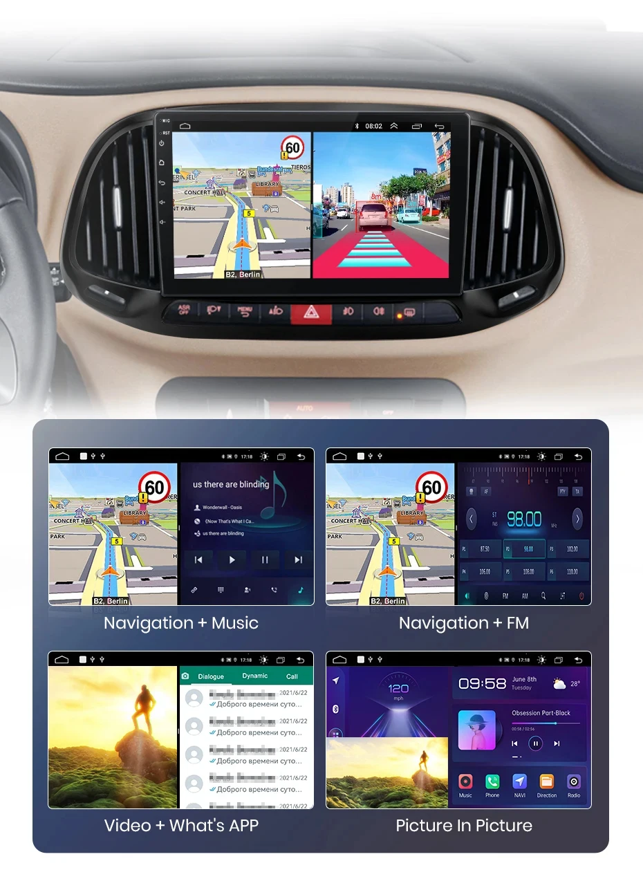 Junsun Kabelloses Carplay Android Auto Autoradio für Fiat Doblo 2015 - 2019 GPS Intelligente Systeme Stereo Multimedia Autoradio – Detail 21