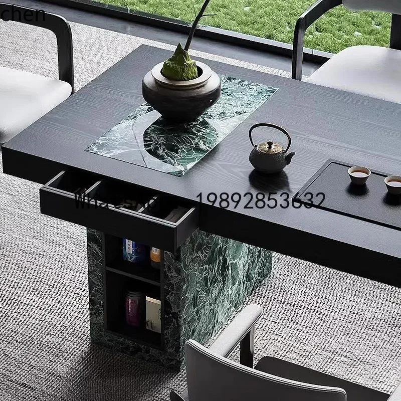 

O15- Solid Wood Tea Table and Chair Set Modern Simple Large Apartment High-End Villa Art Minimalist Tea Table