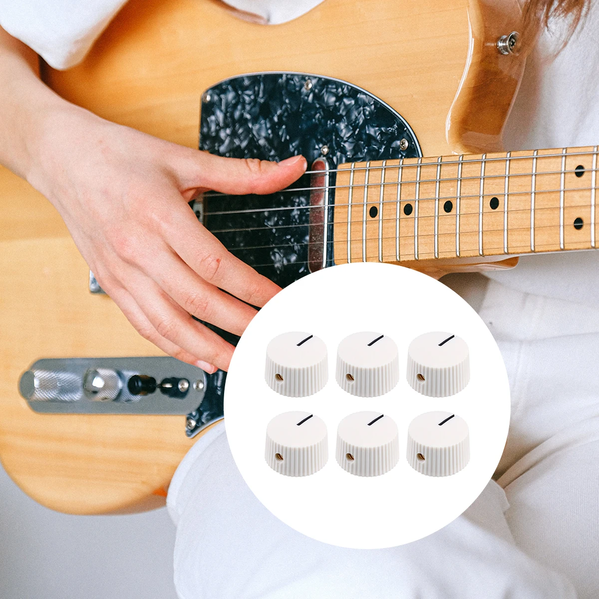 

6Pcs Plastic Guitar Knobs Durable for Electric Guitar Bass Tone Volume Control Tone Volume Control Knob Durable Knob