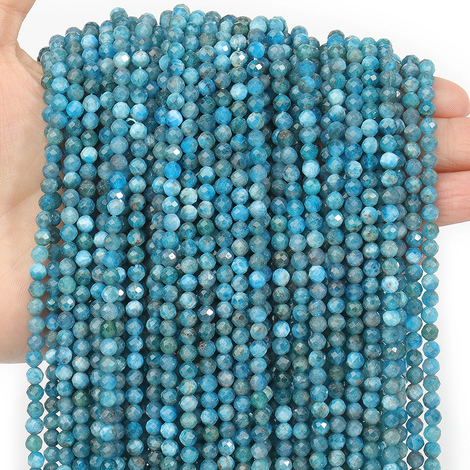 Natural Apatite Beads 2 3 4mm Faceted Round Loose Beads Diy Waist Chain Beads Necklace Bracelet Jewelry Accessories