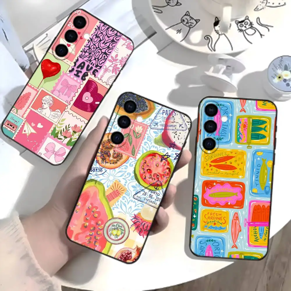 Collage Phone Case For Samsung Galaxy A73,A21s,A22,A31,A52,A53,A71,A41Soft Black Shell