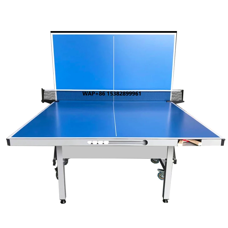

Foldable Aluminum Ping Pong Table with Racket Slots, Rainproof Outdoor Design.