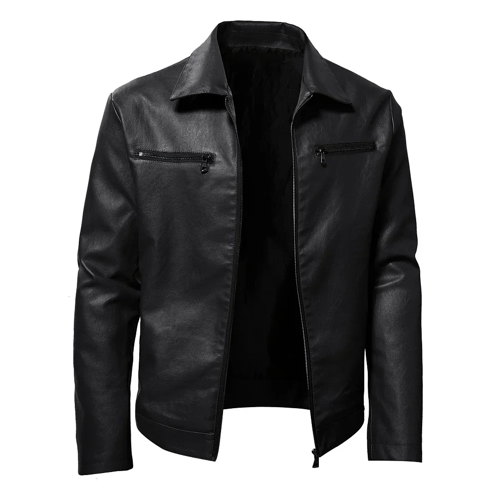 Spring Motorcycle Jacket Men Turn Down Collar Casual Leather Jacket Fashion Slim Moto Bike PU  Jacket Men Plus Size 5XL