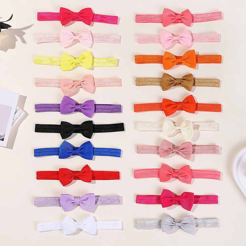 20 stücke Zufällige Farbe Baby Bögen Kopf Band Elastische Band Haarband Schöne Headwear Einfarbig Stirnband Haar Zubehör Großhandel