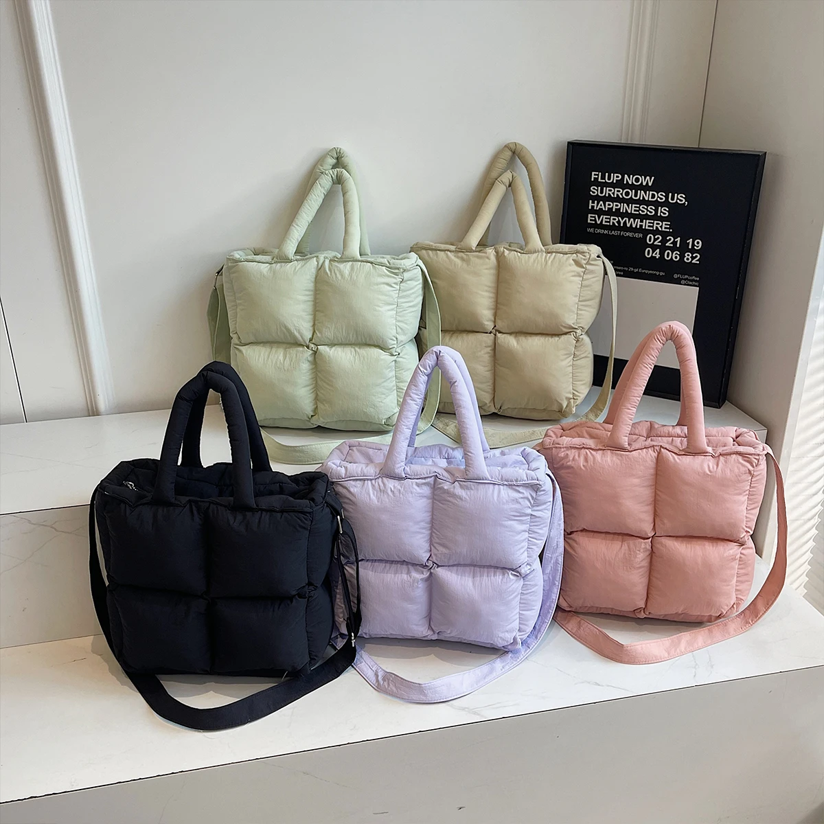 Borsa monospalla da donna, borsa da pendolare a tracolla regolabile versatile trapuntata morbida di grande capacità da donna