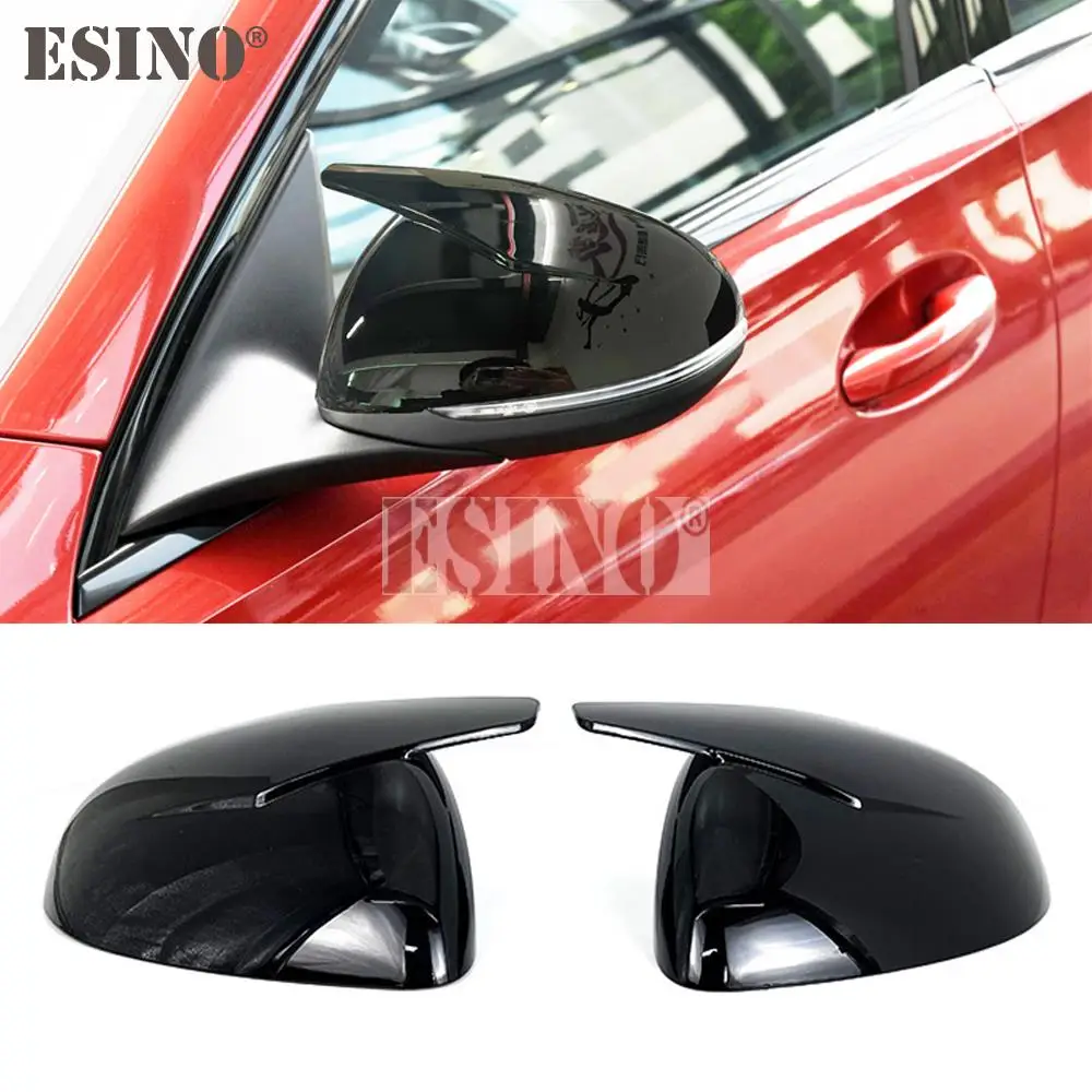 

2 x ABS Bright Black Oxhorn Rearview Side Mirror Replacement Covers Cases Trims For Mercedes Benz W206 W223 EQE EQS C300 S580