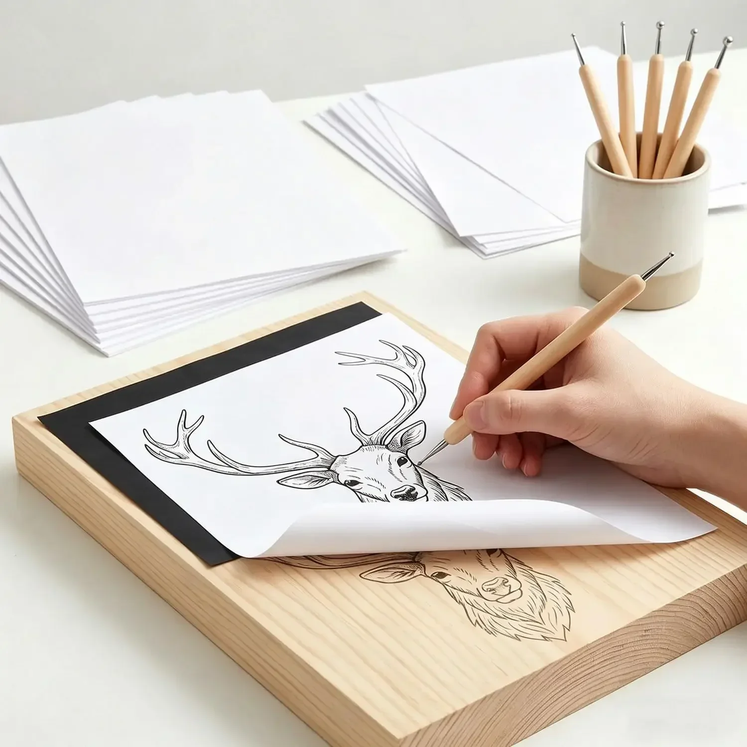 Papel Carbono Branco Tamanho A4 Reutilizável para Cópia e Transferência para Escritório, Escola, Casa, Tela, Madeira, Vidro, Metal, Cerâmica