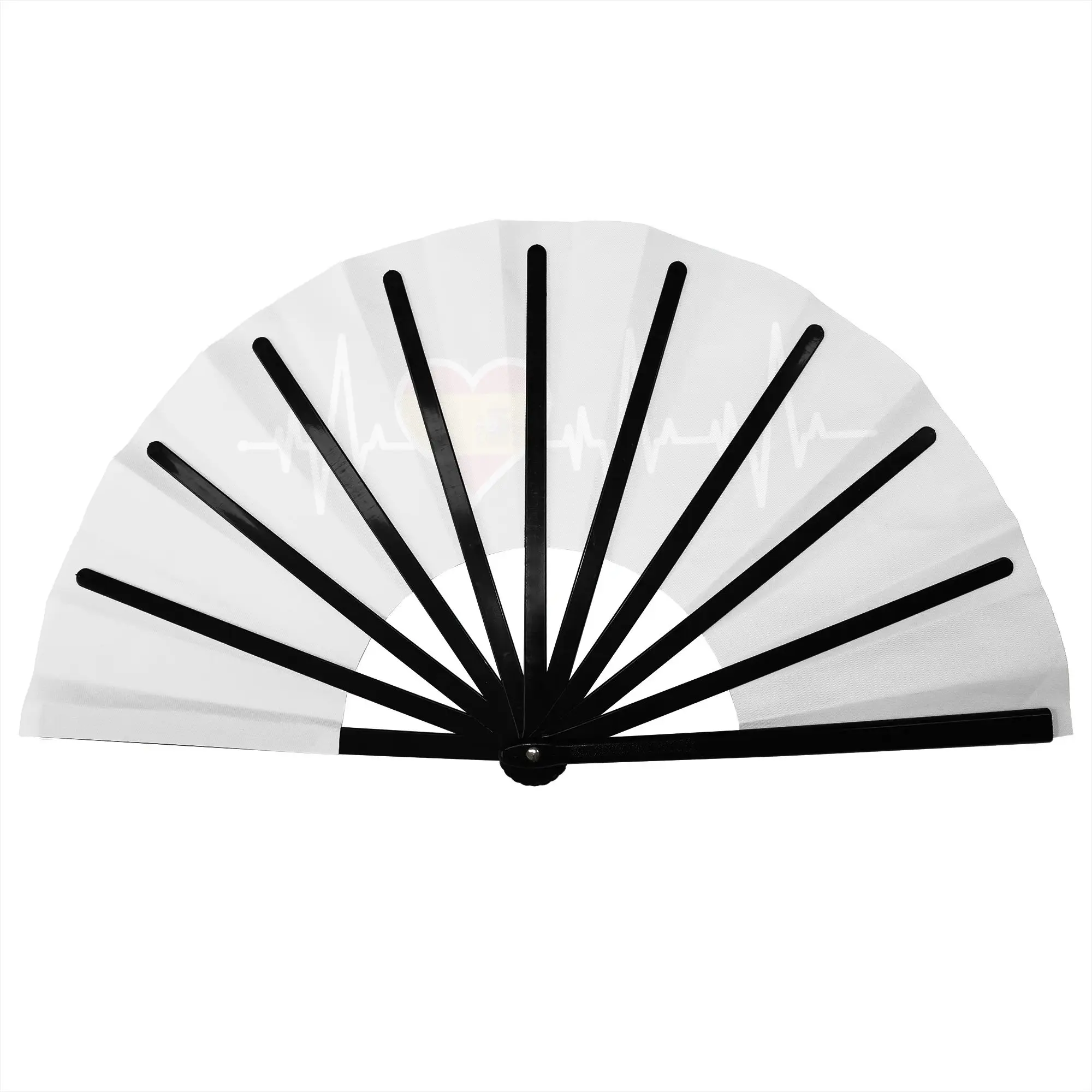 Flag Of Spains Heart Stylish Hand Fan Men Spanish Proud Printed Polyester Fan Vintage Costume Prop Folding Fans For Sports Event