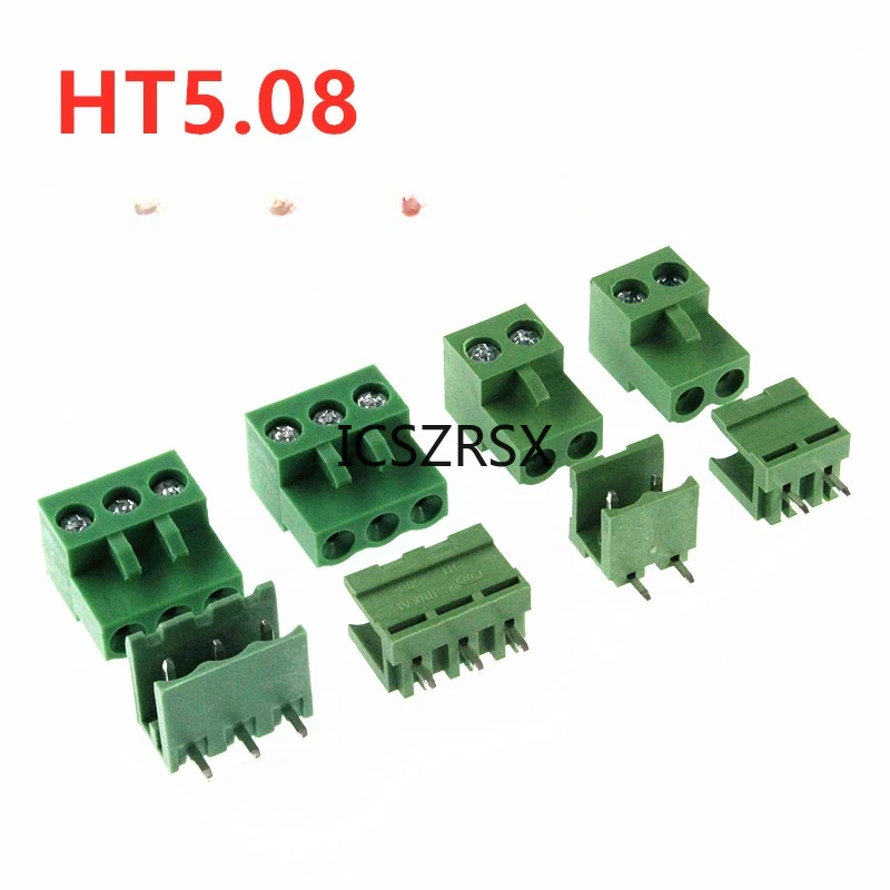 5Sets Ht5.08 5.08Mm Pitch 2/3/4/5P 6P 8P Schroef Plug-In Pcb Terminal Blok Recht/Haakse Pin Pluggable Bornier Connector