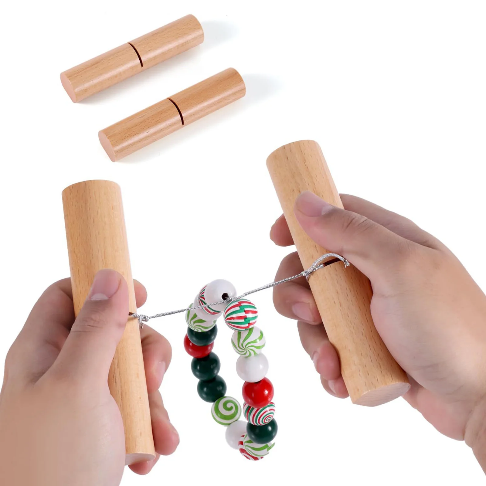 

Beaded Jewelry Knot Tightener Tool Beech Wood Cord Clamp for Bracelet Making with 13cm Length Flat Bottom Design