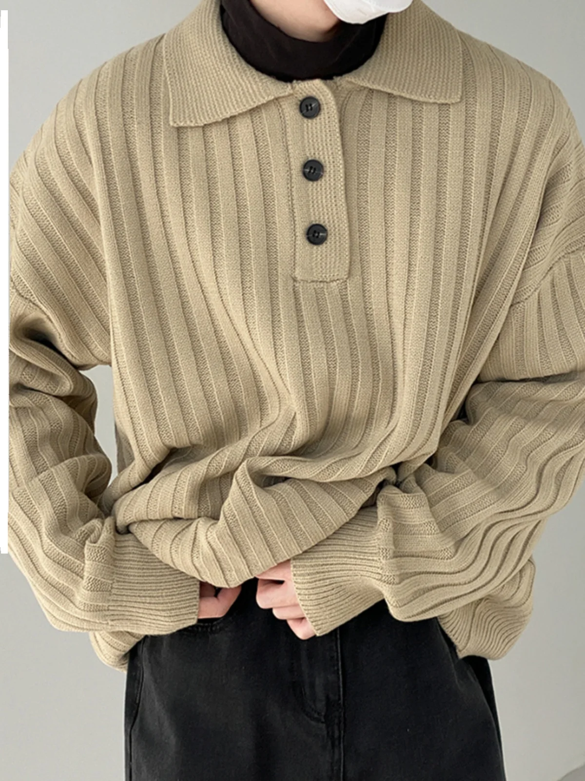 

Свободный повседневный трикотаж Ne Long Sve Thermal, осень-зима, новый мужской свитер в Корейском стиле, однотонный воротник...