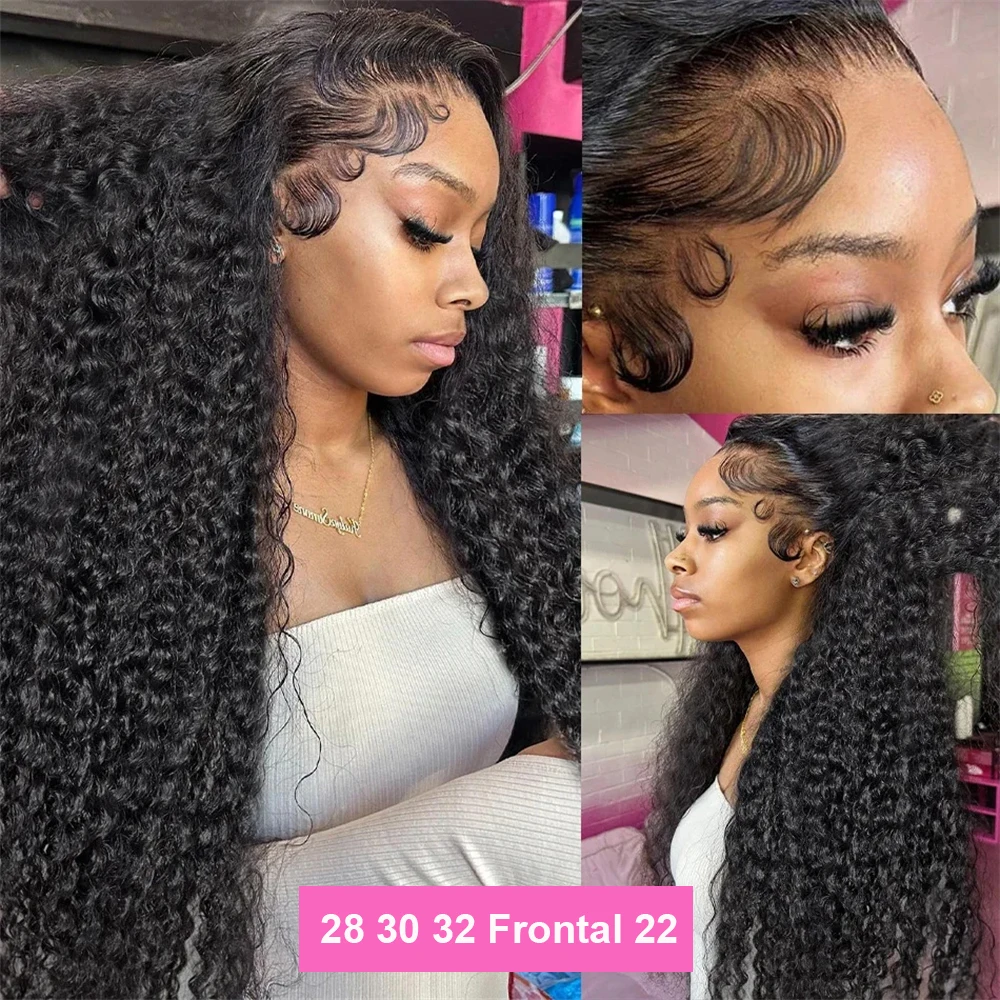 Deep Wave Human Hair Bundles With 13x4 Transparent HD Lace Frontal Brazilian Extensions Weave 3 4 Bundles With Closure for Women