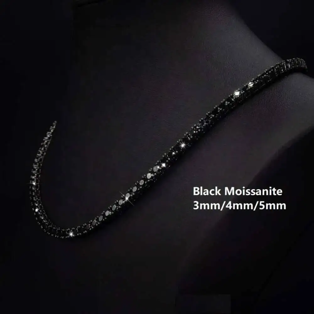 Luxury Customized 925 Silver Red Blue Green Black Pink Rainbow Diamond Tennis Chain Bracelet Colorful Moissanite Tennis Necklace