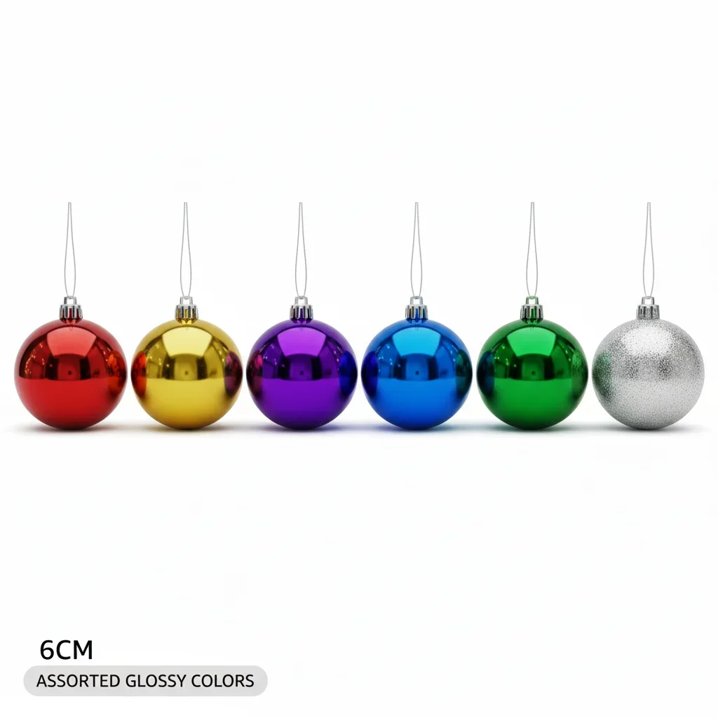 10 cm galvanisiertes Weihnachtskugel-Ornament | Glänzender Kunststoffanhänger für Baum, Decke und Feiertagsdekoration