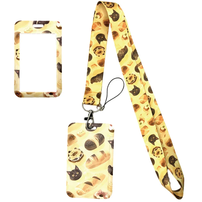 Cookie Bread Cats Lanyard Badge ID Mobile Phone Rope Key Lanyard Neck Straps Accessories webbings ribbons Decorations Gifts