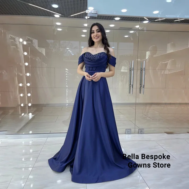 

Elegant Long Evening Dress Customized Off The Shoulder Crystal Pleated Formal Evening Gowns for Women 2025 A Line Prom Dress