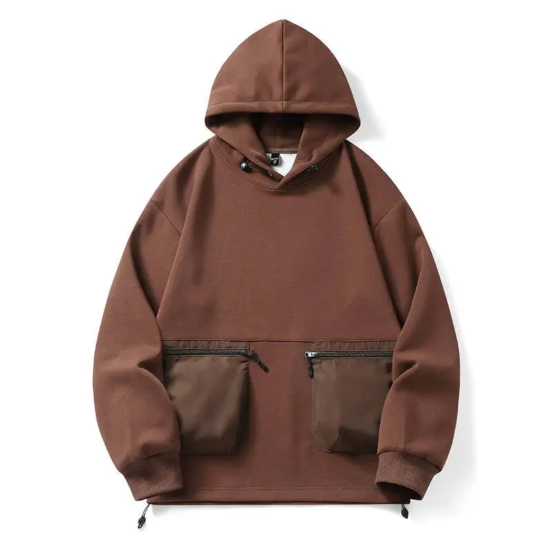 Outono techwear masculino oversized moletom com capuz pudim bolsos plus size moletom com capuz casual streetwear pulôver topos