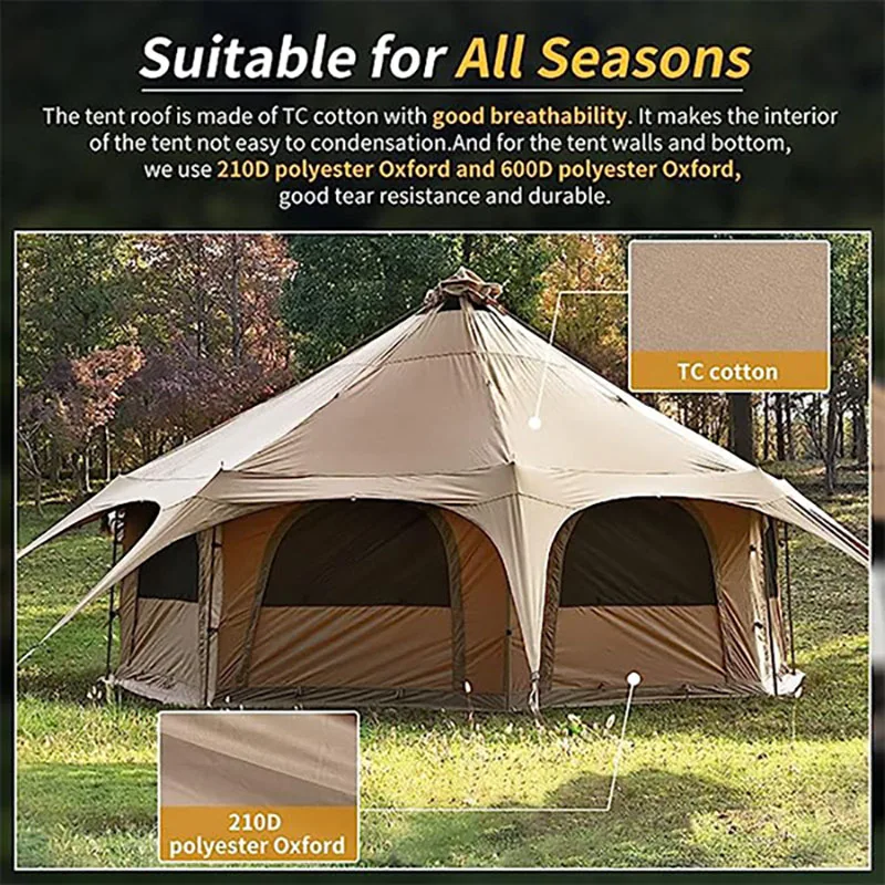 

Rainproof Cotton Canvas Outdoor Circus Tent Large 4 Season Yurt Camping Park Family Tent for All Weather Conditions Waterproof