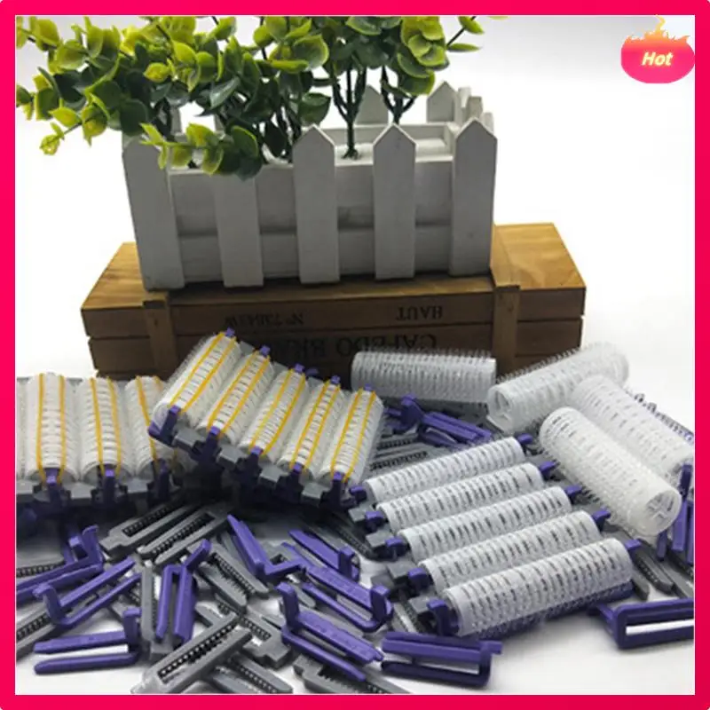 Small Size 120Pcs Salon Nylon Hook & Loop Hair Rollers Set Hair Root Perm Rods Bars Curlers With Clips & Rubber Bands