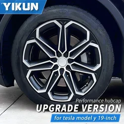 4PCS Hub Cap for Tesla Model Y 19 Inch Performance Replacement Wheel Cover Automobile Hubcap Full Rim Cover Accessorie 2018-2024