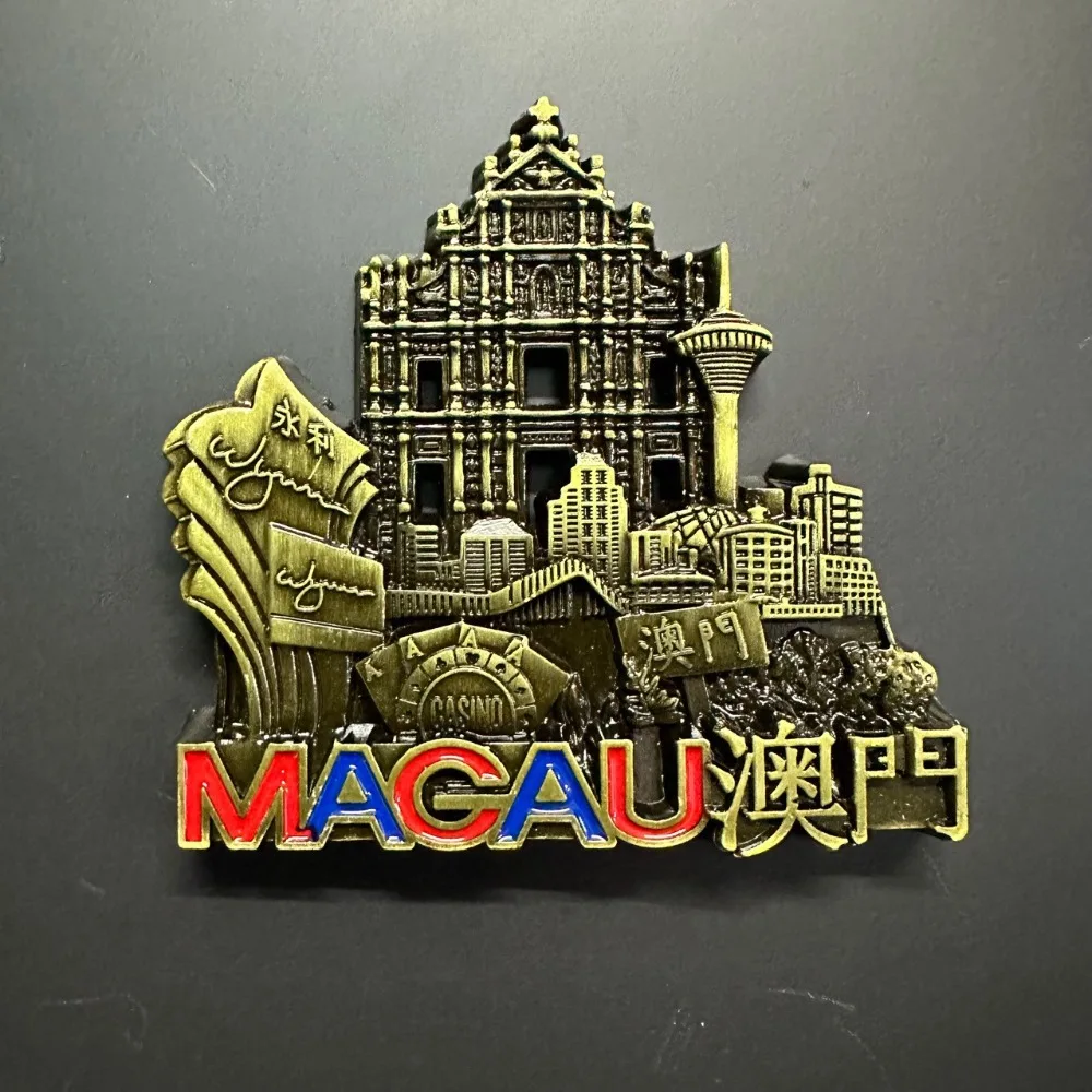 Metal Macau Fridge Magnet Refrigerator Sticker Macau Ruins of St.Paul Travel Souvenir Home Decor Gift