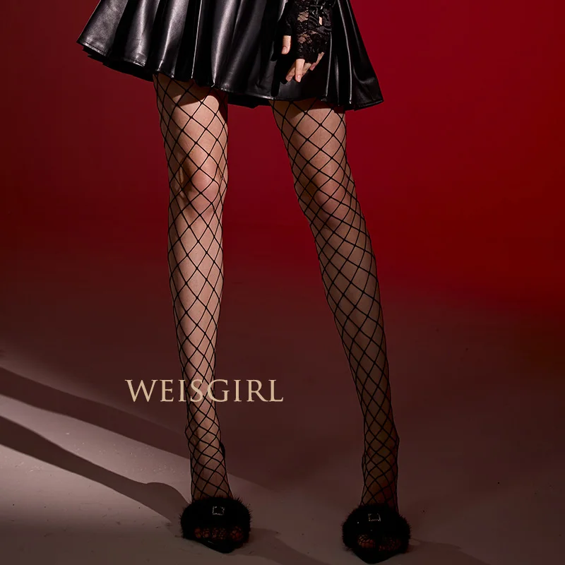 

Sexy Semi-Body Pantyhose Stockings Large Mesh Open Crotch Pantyhose Long Tube Stockings Weisgril Brand Four Seasons Suitable