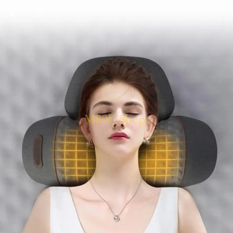 

M89F Sleep Aid Neck Pillow with Massage Heat Therapy and Air Bags Lift for Stress Relief and Comfort Office Neck Support Pillow