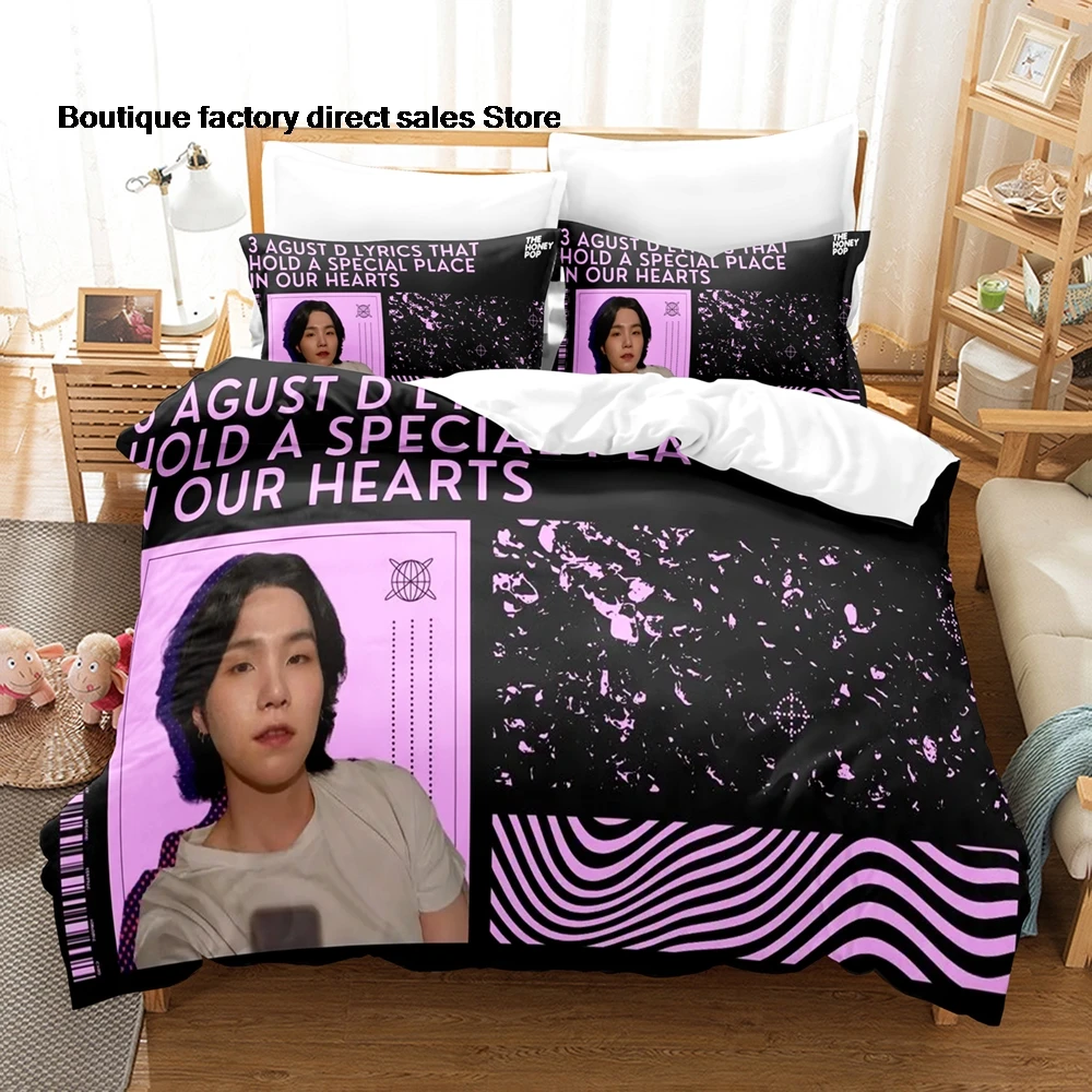 Agust D album Bedding Set Single Twin Full Queen King Size Bed Set Aldult Kid Bedroom Duvetcover Sets 3D Print bed sheet set 03