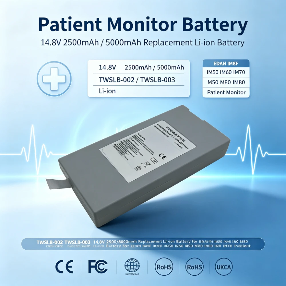 TWSLB-002 TWSLB-003 14.8V 2500/5000mAh Replacement Li-ion Battery for EDAN IM8F IM50 IM60 M50 M80 IM80 IM8 IM70 Patient Monitor