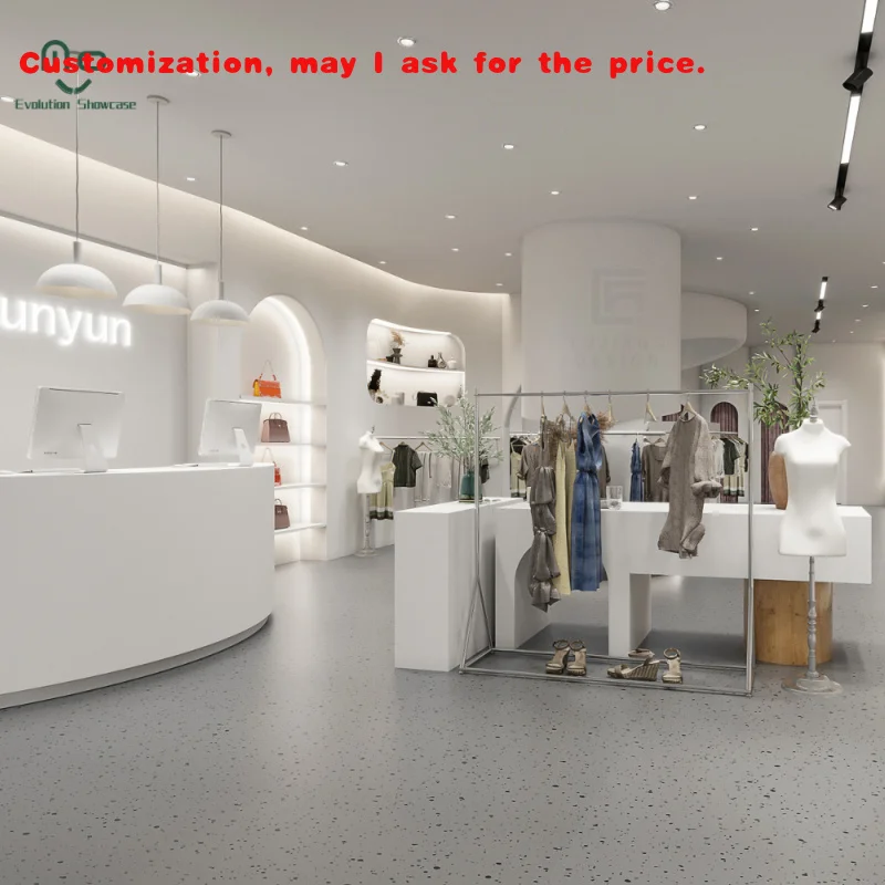 

custom.Metal Retail Clothing Store Display Rack Wooden Wall Clothing Display Cabinet Shelves Women Dress Clothing Men's Suit Gar