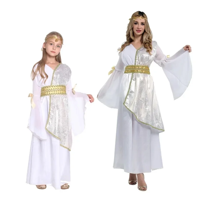 Girls Parent-Child Clothing Ancient Greek Mythology Muse Angel Cos Stage Party Costume Cosplay Women and Girls