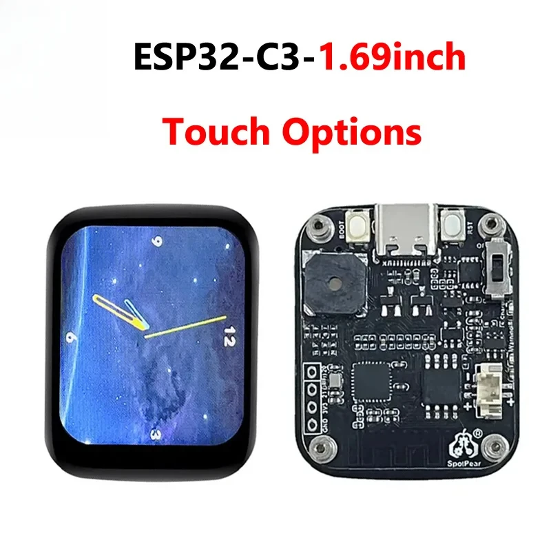 ESP32 C3 حلية حلية LVGL رائد الفضاء ساعة ساعة تلفزيون صغير الطنان 1.69 بوصة شاشة LCD مستديرة تعمل باللمس ST7789 240x280 #1