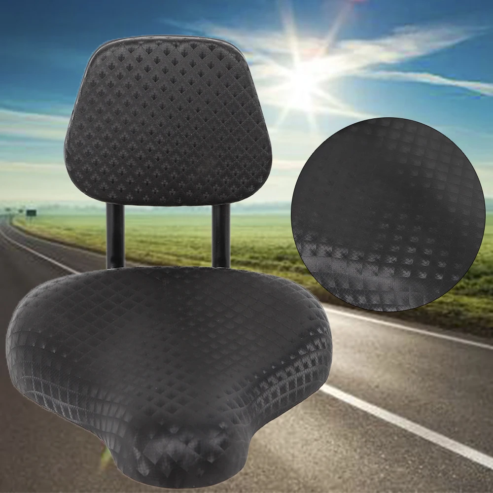 

Black Bicycle Wide Saddle Tricycle Seat Pad Soft Pad with Back Rest Electric Vehicle Universal