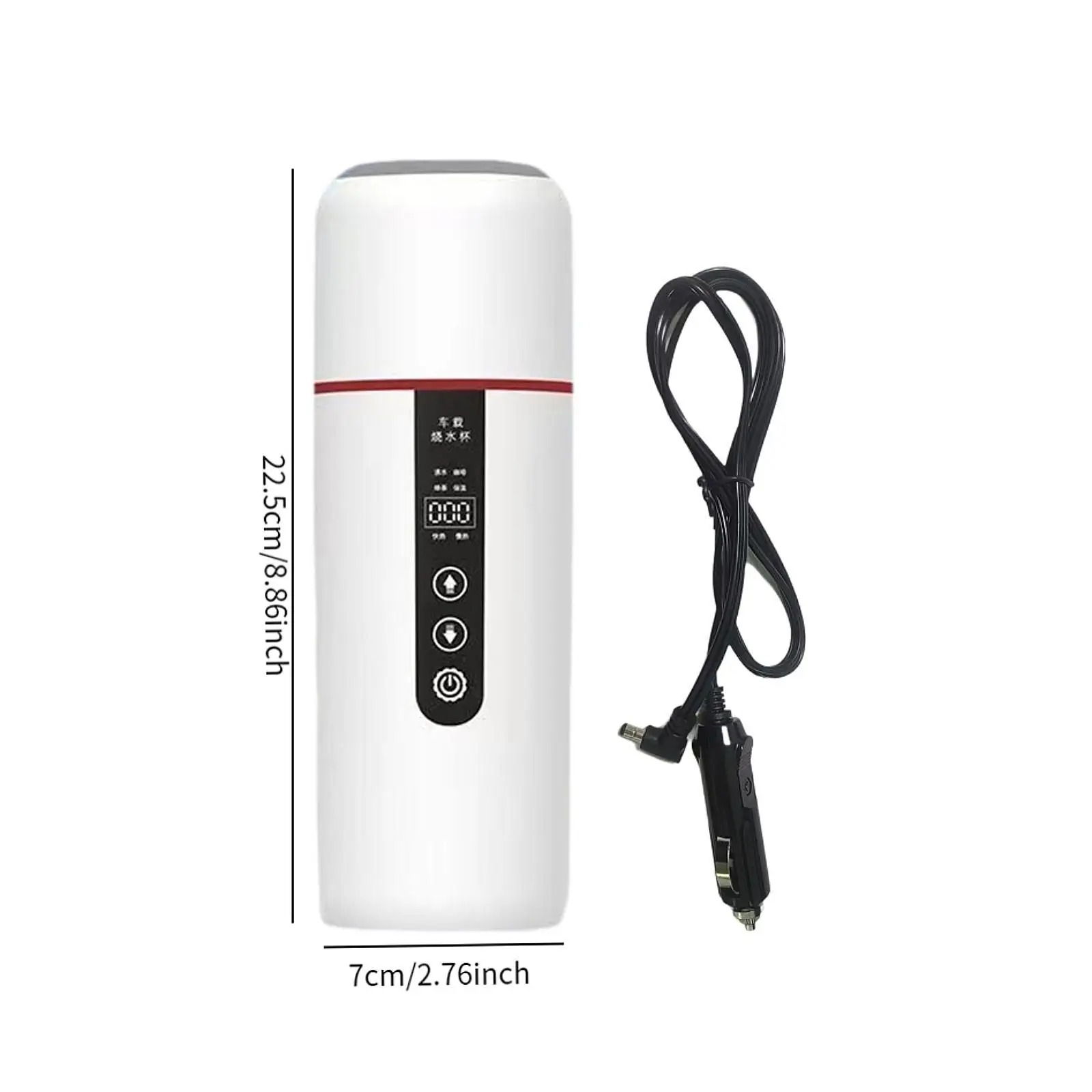 Electric Car Heating Cup Stainless Steel Portable Hot Water Boiler with LED Screen for Tea Brewing in Car